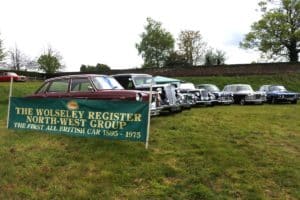 Exhibitors from the Wolseley Register North West Group at Gawsworth Hall in 2023